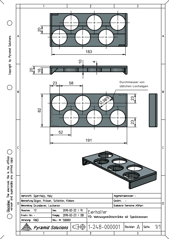 Zeichnung zur CAD- Baugruppe